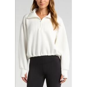 NEW! Zella Soft Modal Blend Half Zip Pullover in WHITE (L)